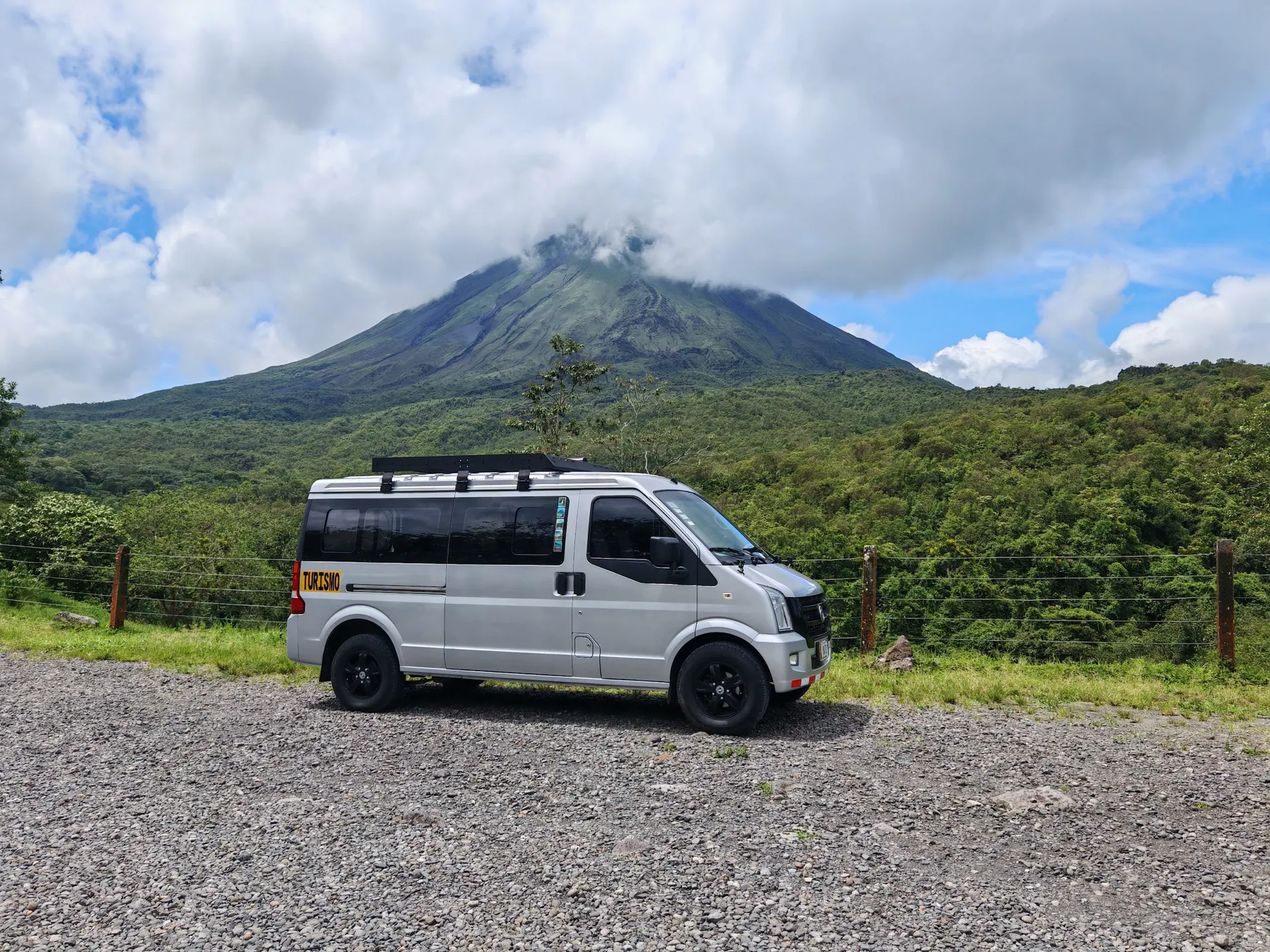 TicoTrekker van with volcano landscape